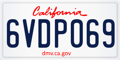 CA license plate 6VDP069