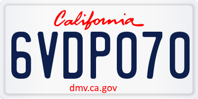 CA license plate 6VDP070