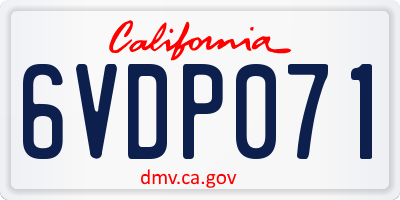 CA license plate 6VDP071