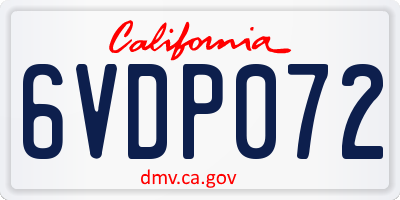 CA license plate 6VDP072