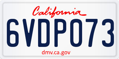 CA license plate 6VDP073