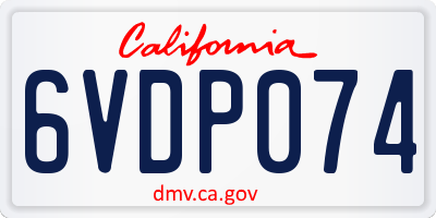 CA license plate 6VDP074