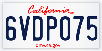 CA license plate 6VDP075