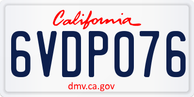 CA license plate 6VDP076