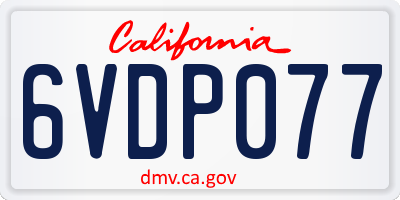 CA license plate 6VDP077