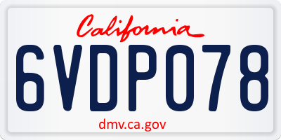 CA license plate 6VDP078