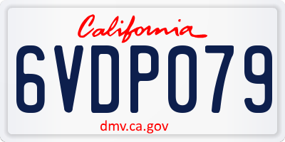 CA license plate 6VDP079