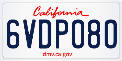 CA license plate 6VDP080