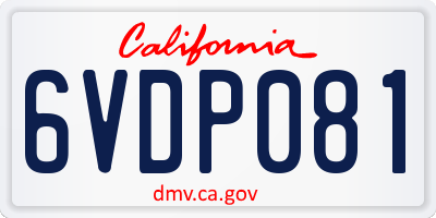 CA license plate 6VDP081
