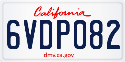 CA license plate 6VDP082
