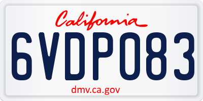 CA license plate 6VDP083