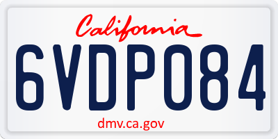 CA license plate 6VDP084
