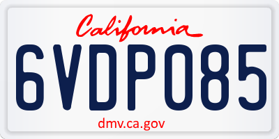 CA license plate 6VDP085