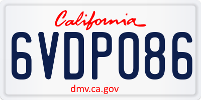 CA license plate 6VDP086