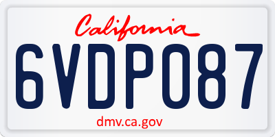 CA license plate 6VDP087