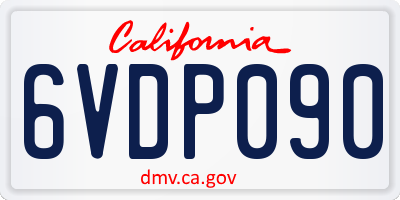 CA license plate 6VDP090