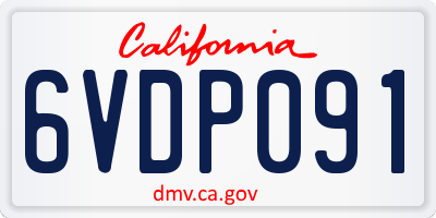 CA license plate 6VDP091