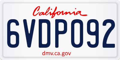CA license plate 6VDP092