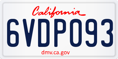 CA license plate 6VDP093