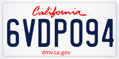 CA license plate 6VDP094