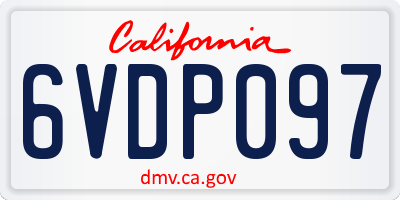 CA license plate 6VDP097