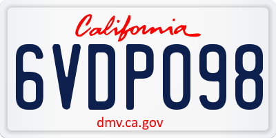 CA license plate 6VDP098