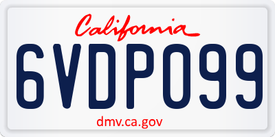 CA license plate 6VDP099
