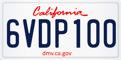CA license plate 6VDP100