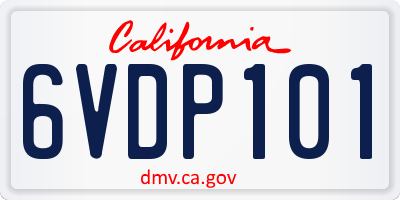 CA license plate 6VDP101
