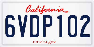 CA license plate 6VDP102