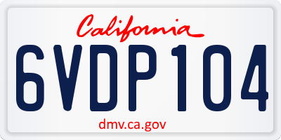 CA license plate 6VDP104
