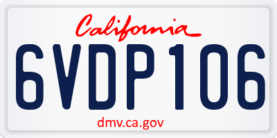 CA license plate 6VDP106