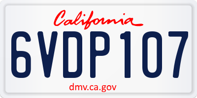CA license plate 6VDP107