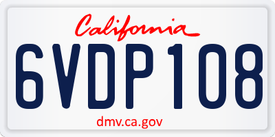 CA license plate 6VDP108