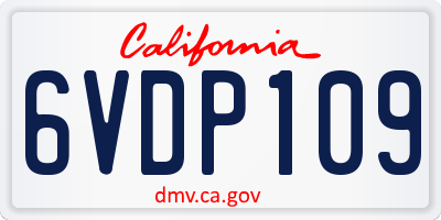 CA license plate 6VDP109