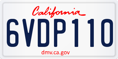 CA license plate 6VDP110