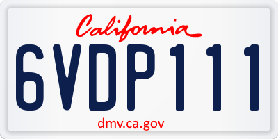 CA license plate 6VDP111