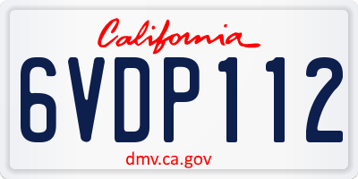 CA license plate 6VDP112