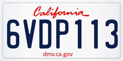 CA license plate 6VDP113
