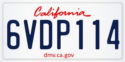 CA license plate 6VDP114