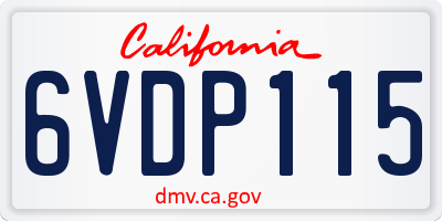 CA license plate 6VDP115