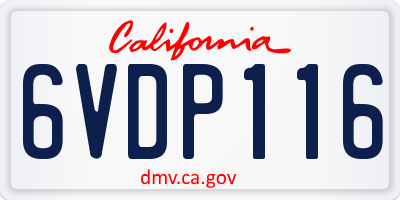 CA license plate 6VDP116