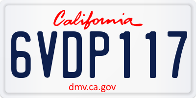 CA license plate 6VDP117