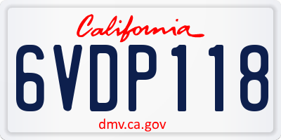 CA license plate 6VDP118
