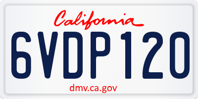 CA license plate 6VDP120