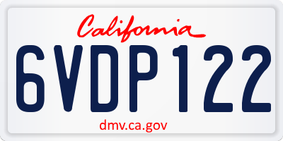 CA license plate 6VDP122