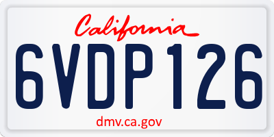 CA license plate 6VDP126