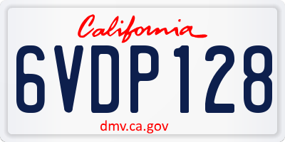 CA license plate 6VDP128