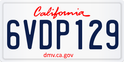 CA license plate 6VDP129