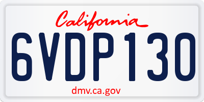 CA license plate 6VDP130